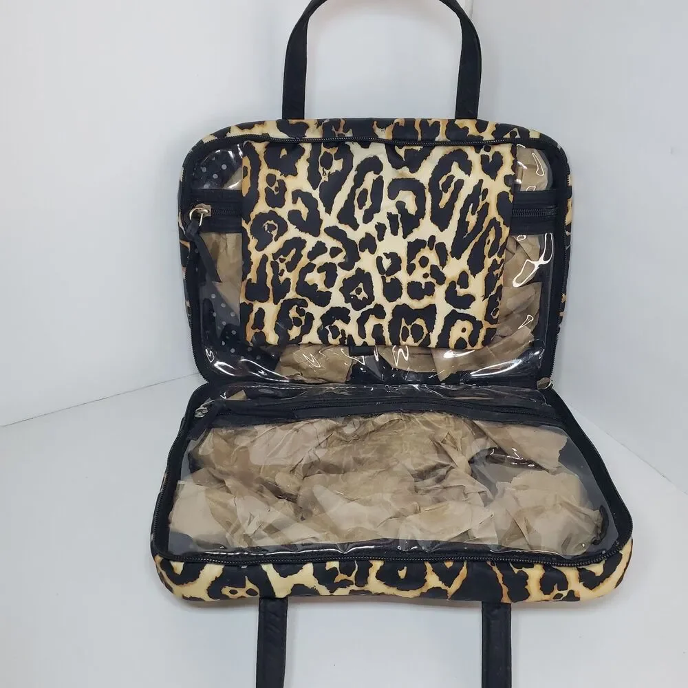Victoria's Secret Large Travel Toiletry Bag Make-up Bag Leopard Print 90s Y2K